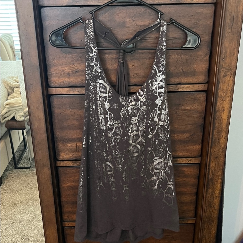 Fifth Sun Black and Gray Snake Print Tank Top